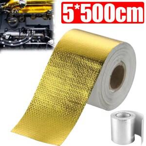 5x500cm 자가 접착 배기 열 차단 테이프 알루미늄 호일 자동차 엔진 베이 보호 롤