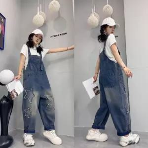 피콜로 여자 데일리룩 바지 점프슈트 데님 멜빵 여름 빈티지 구제 팬츠 KUK1