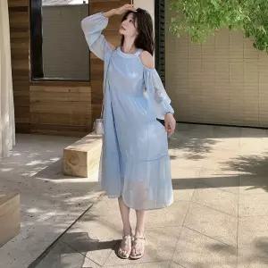 피콜로 여자 데일리룩 원피스 롱 오프숄더 바캉스 KUK1