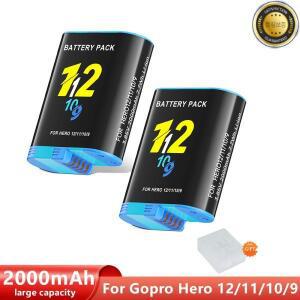 GoPro Hero 12 11 10 9 용 2000mAh AHDBT-901 카메라 배터리 검정색 전체 디코드 액세서리