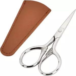 LOBODT 작은 얼굴 털 가위 스테인리스 스틸(은색) 스트레이트 팁 스니핑 뷰티 그루밍 키트 눈썹 수염 귀 코