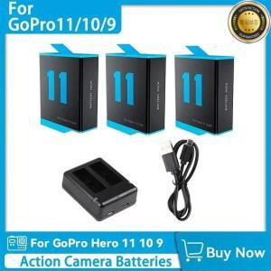 2025년형  재고 스포츠 카메라 배터리 1800mAh 3.85V GoPro Hero 11 액세서리용 완전 디코딩 고속 충전기