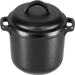 뚜껑과 이중 손잡이가 있는 아마존 베이직 프리 시즈닝 주철 미니 네덜란드 오븐 냄비 안전 2쿼터 원형