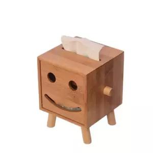 귀여운 대나무 원목 케이스 화장지 티슈 스마일