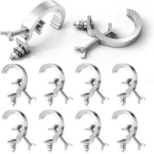 오토링 10팩 스테이지 라이트 클램프 후크 장착 - 30-50mm Od 튜브 파이프 적재 용량 55파운드 알루미늄