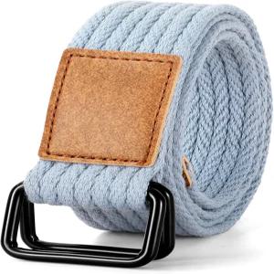 JASGOOD 남성 캔버스 더블 링 벨트 플러스 사이즈 천 캐주얼 청바지 바지