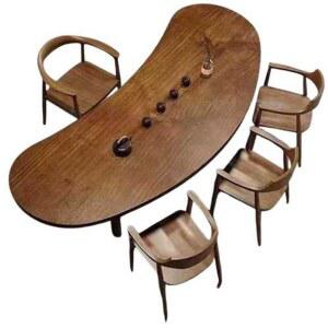 타원형 테이블 우드슬랩 120x60x75cm 우드슬랩테이블 곡선 거실 커피숍 디자인