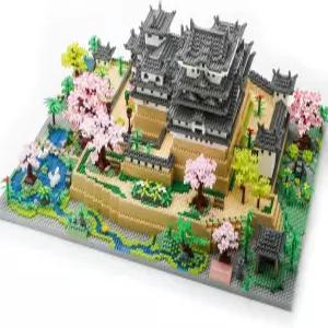 JXRLMB 일본 마이크로 빌딩 블록 세트 10080 PCS 히메지 성 벚꽃 모델 키트 대형 건축 랜드마크 컬렉션