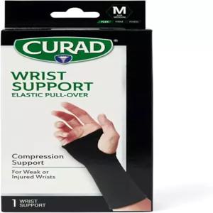 CURAD 탄력 풀오버 손목 지지대 피트니스 역도 건염 터널 관절염 용 어디서나 검은색 중간 정도의 착용감