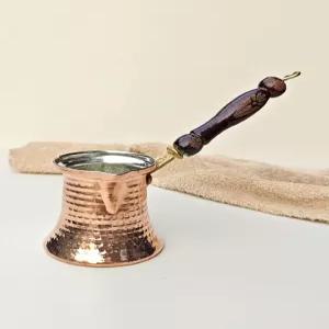 체즈베 구리색 손잡이 커피포트 원목 커피 이브릭 포트