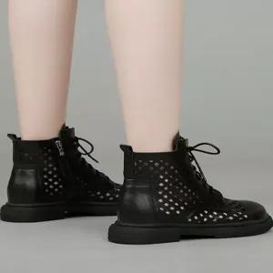 여성 워커 여름 키높이 펀칭 부츠 얇은