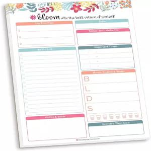 블룸 데일리 플래너 시스템 티어 투 두 패드 - 천공 시트가 있는 날짜가 지정되지 않은 체크리스트 메모장