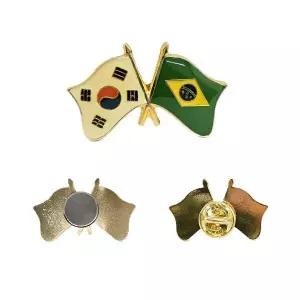 [아트박스]/로고마크 한국-브라질 국기 교차 뱃지-자석형