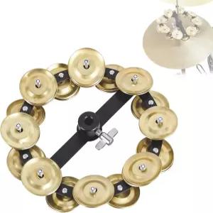 이스트록 5.5인치 심벌 하이햇 탬버린 장착형 더블 로우 16개의 스테인리스 스틸 벨 장착 심벌즈 드럼 키트