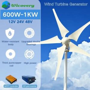 자유 에너지 풍차, 수평 축 영구 부상 풍력 터빈 발전기, MPPT 컨트롤러 포함, 600W, 12V,