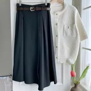 [신상오픈런]허리벨트 랩스커트 에이라인 스판 봄출근룩 단정한치마 (31605787)