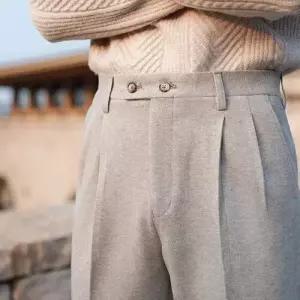 슬램덩크 남성용 바지 면 모직 캐주얼 오피스룩 슬림핏 더블 정장 스트레이트핏 HO1