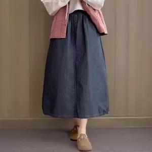 [신상오픈런]여성 심플 h라인 벨티드 골지 니트 롱 스커트 (43165149)