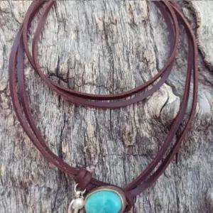 보헤미안 터키석 목걸이 레이크 블루 빈티지 포인트 롱 목걸이