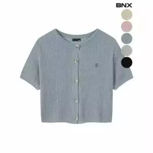 BNX여성 얇은 린넨 골지 반팔 가디건 989210