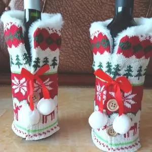 크리스마스 와인병 커버 리본트리 코트 모양 성탄절 홈파티 소품