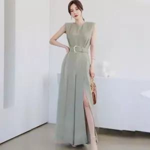 팔콘 바지 롱 여친 벨트 와이드팬츠 슬림핏 라운드넥 허리 봄여름 점프슈트 나시 트임 KKE1