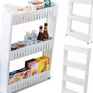 (다올)틈새 수납장 이동식 3단 4단 주방 세탁실 냉장고 선반