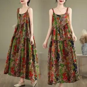 앤트맨 스커트 면 여성원피스 린넨 오버사이즈 나시 프린트 91805 OPH1