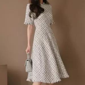 고급스런 반팔 트위드 원피스 결혼식 하객룩 상견례_19870818_667501