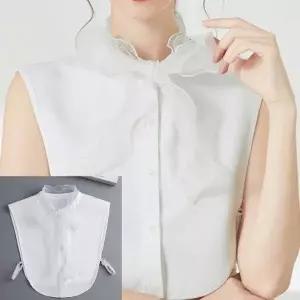 여성 스트랩 목 넥 케이프 블라우스 페이크 이너 카라_19650055_667501