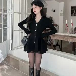 패브릭픽 스커트 원피스 니트 여성 미니 가을 슬림핏 HO3