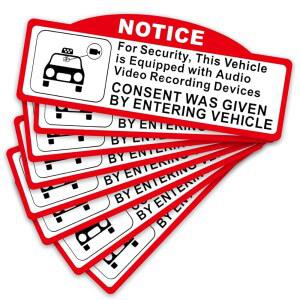 8pcs 차량용 카메라 오디오 비디오 녹화 창 비닐 스티커 표지판 방수 및 자외선 차단 내구성이 뛰어난 스티커(9 x 3.5cm / W H)