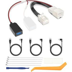 YQMAJIM 대시캠 전원 어댑터, (10P TypeC) 지프 그랜드 체로키, 닷지, 크라이슬러 및 오토 디밍 백미러, 내장 USB 숨기기-GPS 미러 카메라 충전기 어댑터 케이블