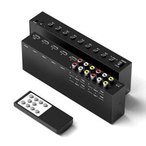 Y.D.F 4 Way HDMI 2.0 스위처 + RCA에서 HDMI로 변환기(2 in 1) AV 복합 CVBS 스위치에서 어댑터로 4:3 /16:9 스위칭 지원 N64 NGC Wii Xbox PS2 /3 /4 /5 Series /ONE 스위치