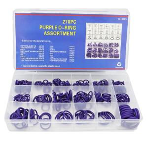 보라색 에어컨 HNBR O 링 자동차 수리 도구 고무 냉매 링 세트 18 개 크기 270