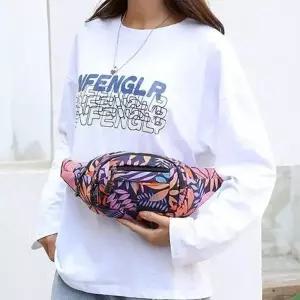 [룽스]화려한 크로스백 컬러 나뭇잎패턴 힙색