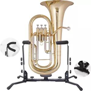 WELPAW 조절식 튜바 스탠드 홀더 - 안전한 잠금 시스템과 액세서리를 갖춘 내구성 경량 접이식 디자인