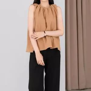 나시티 퓨어 베이지 슬리브리스 리본 블라우스_19660055_667501