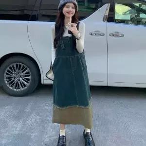캐주얼 데님 여성 멜빵 롱 원피스 루즈핏 편한 예쁜_19861311_667501
