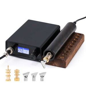 플라이리버고 가죽 크리저 머신, 140-932 가장자리 및 크리싱 머신 전기 열 다리미 도구, 5PCS 팁, 나무 리셉터클 베이스