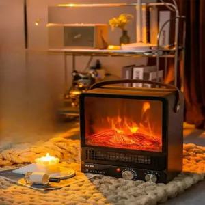 감성 히터 레트로 온풍기 가정용 캠핑 벽난로 미니