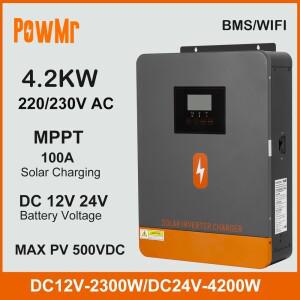 4.2KW 듀얼 전압 DC12V ~ 230VAC 오프 그리드 태양광 인버터 (100A MPPT 충전기 포함, 최대 PV 500V, 리튬