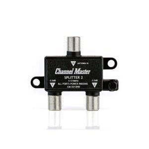 채널 마스터 스플리터 2 | 양방향 스플리터는 디지털 HDTV 안테나 신호를 2개의 TV, 1입력 및 2출력, 프리앰프 부스터용 파워 패싱, 저손실 설계, 실내/외에 분배합니다