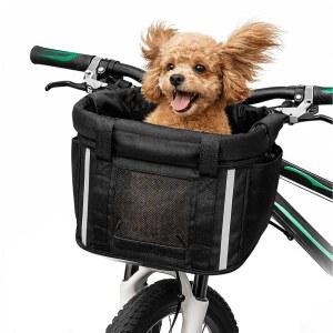 ANZOM 자전거 바구니, 접이식 소형 반려묘 반려견 캐리어 전면 탈착식 핸들바 바구니 빠른 출시 쉽게 설치 가능한 가방 산악 피크닉 쇼핑