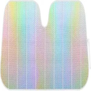 BDK 이리데센트 인어 홀로그램 호일 카멜레온 전면 윈드실드 선쉐이드 더블 버블 어코디언 접이식 오토 카