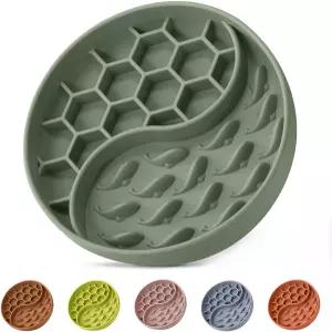 주리누아 슬로우 피더 개 볼 흡입 컵이 있는 실리콘 반려동물 사료 미끄럼 방지 먹이기 빠른 식사자를 위한