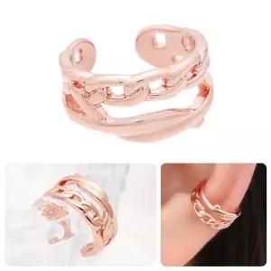 14KGP 볼드 체인 로즈골드 링 귀찌 이어커프