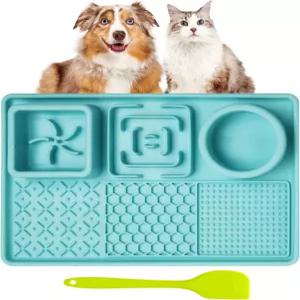 개를 위한 핥기 매트 버터 요거트 땅콩 냉동 식품을 개 고양이 패드 슬로우 피더 퍼즐 볼 실리콘 미끄럼