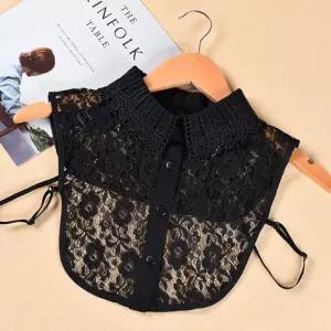 자수 펀칭 레이스 페이크 넥카라 레이어드