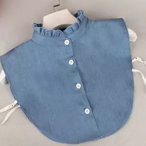 셔츠 카라 데님 넥프릴 페이크 블루